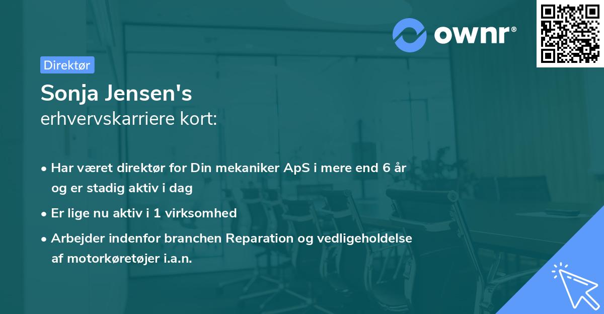 Sonja Jensen's erhvervskarriere kort