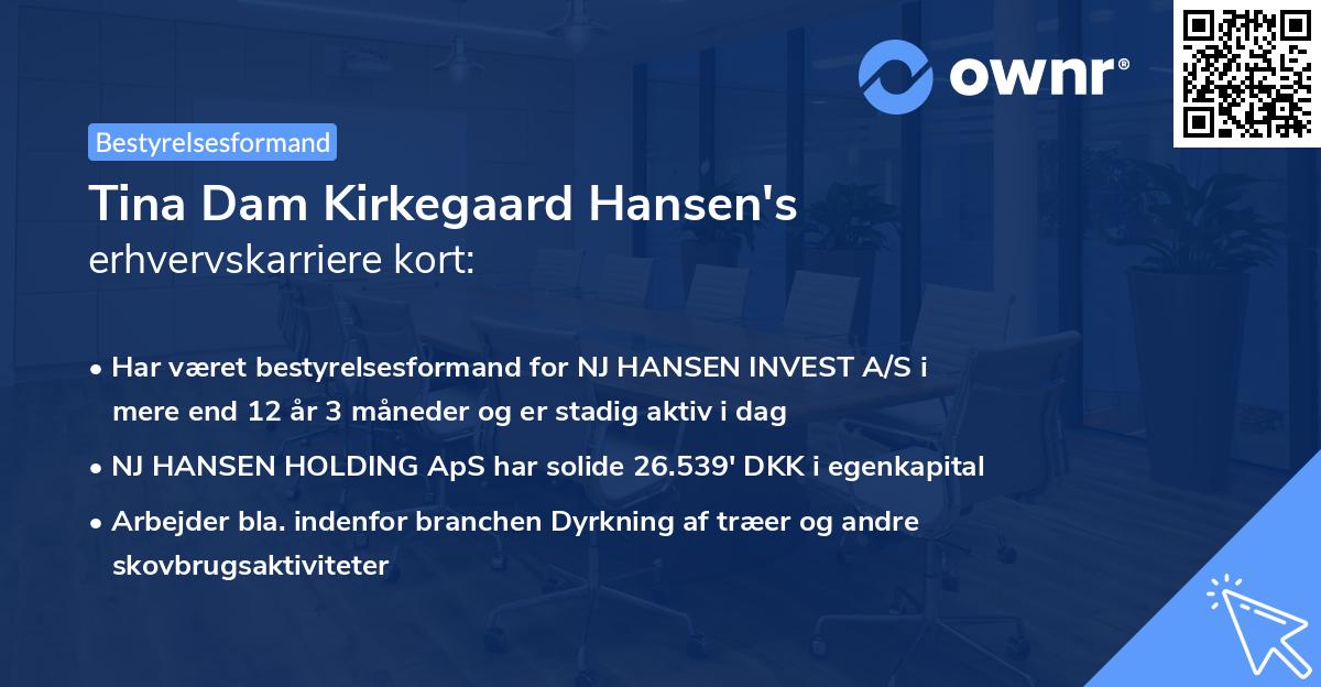 Tina Dam Kirkegaard Hansen's erhvervskarriere kort