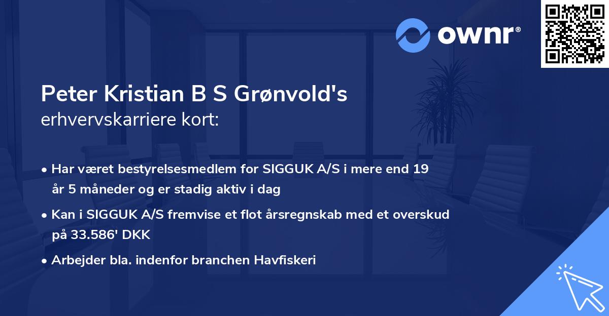 Peter Kristian B S Grønvold's erhvervskarriere kort