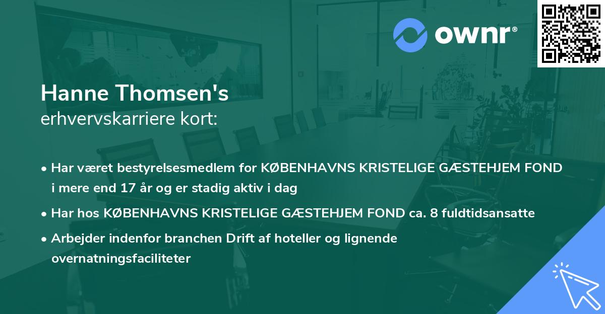 Hanne Thomsen's erhvervskarriere kort