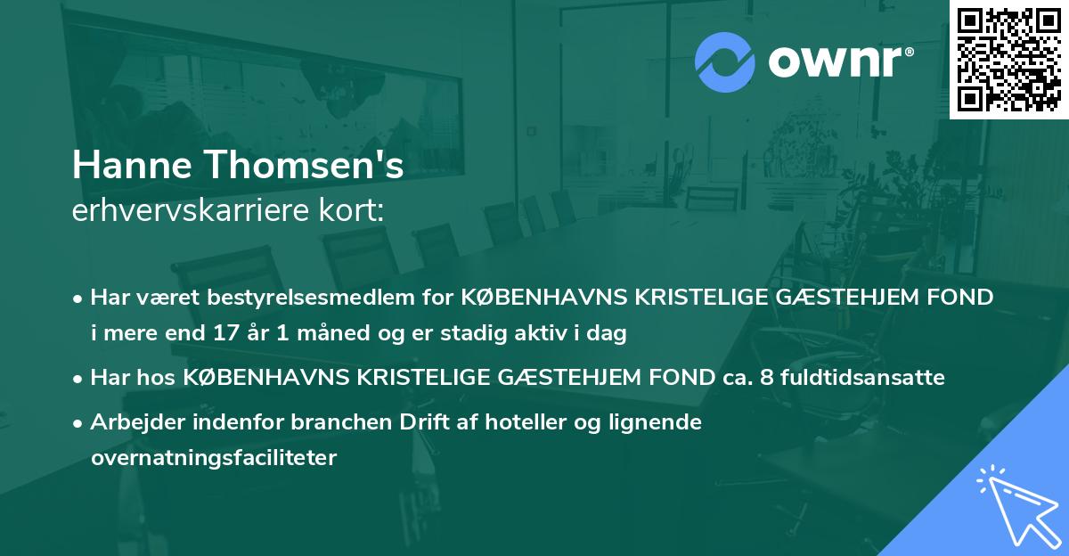 Hanne Thomsen's erhvervskarriere kort