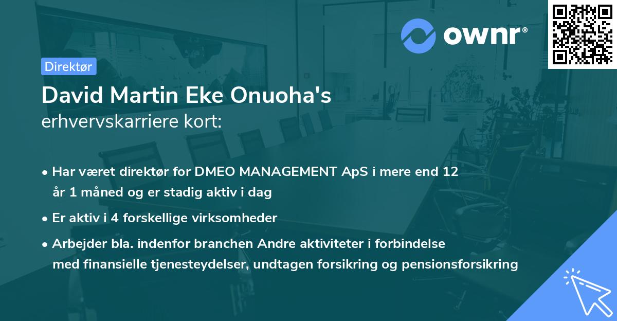David Martin Eke Onuoha's erhvervskarriere kort