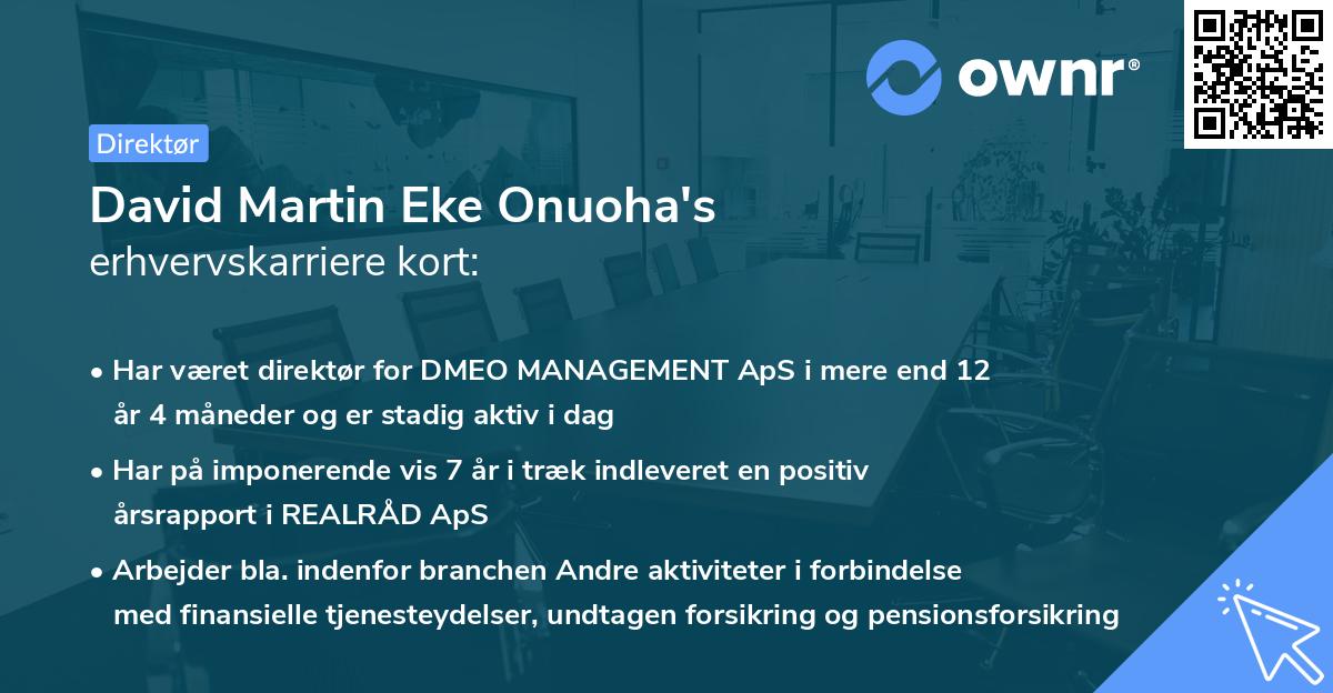 David Martin Eke Onuoha's erhvervskarriere kort
