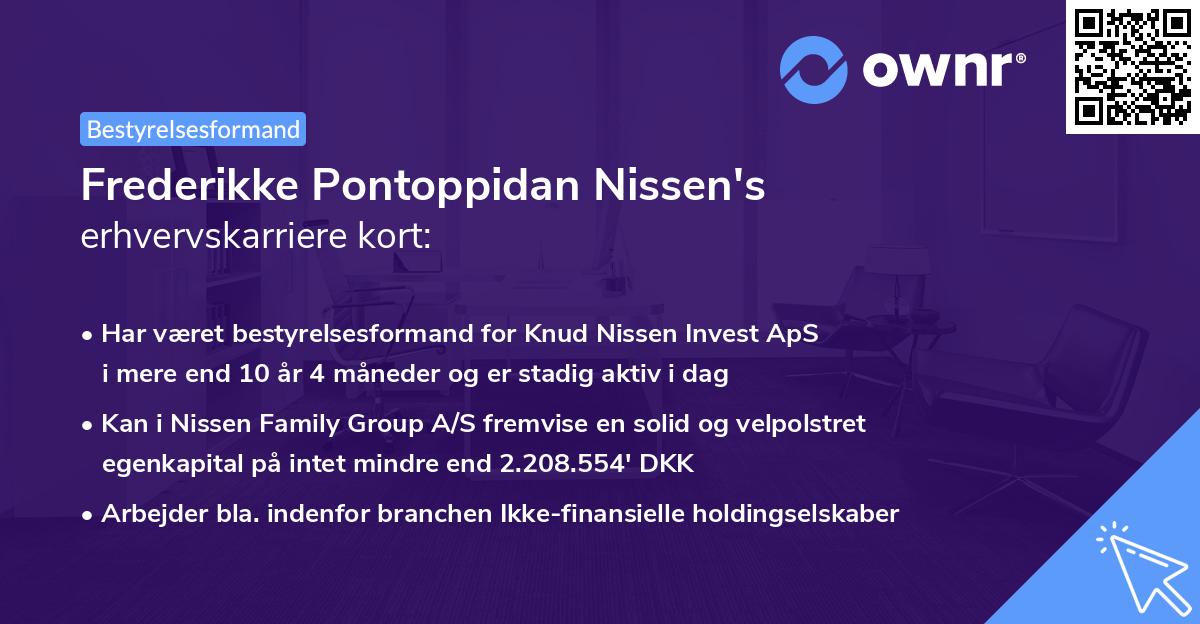 Frederikke Pontoppidan Nissen's erhvervskarriere kort