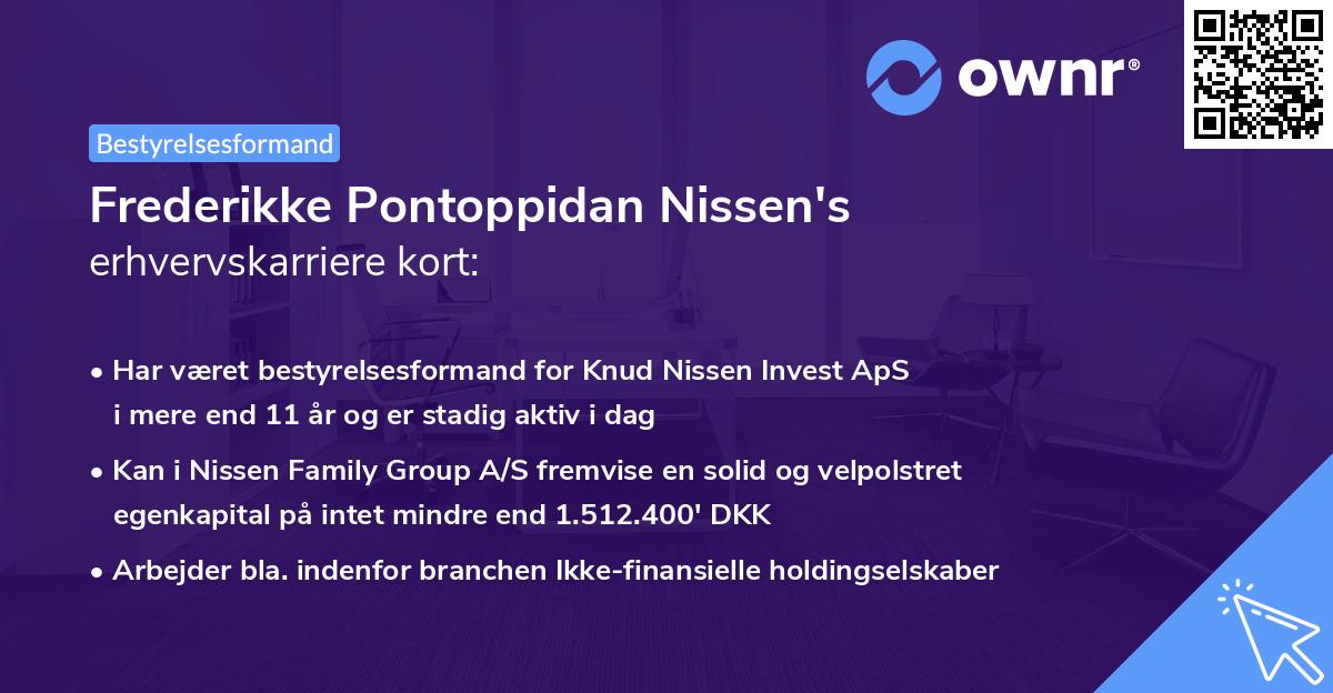 Frederikke Pontoppidan Nissen's erhvervskarriere kort