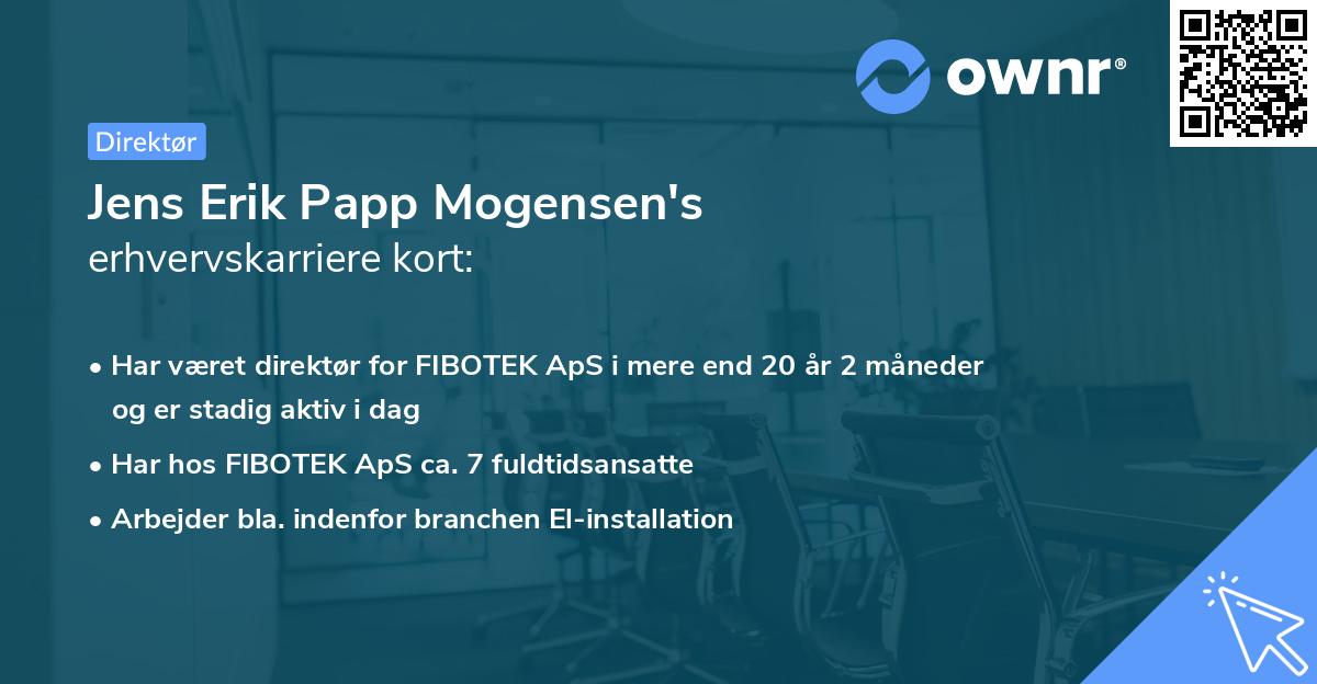Jens Erik Papp Mogensen's erhvervskarriere kort