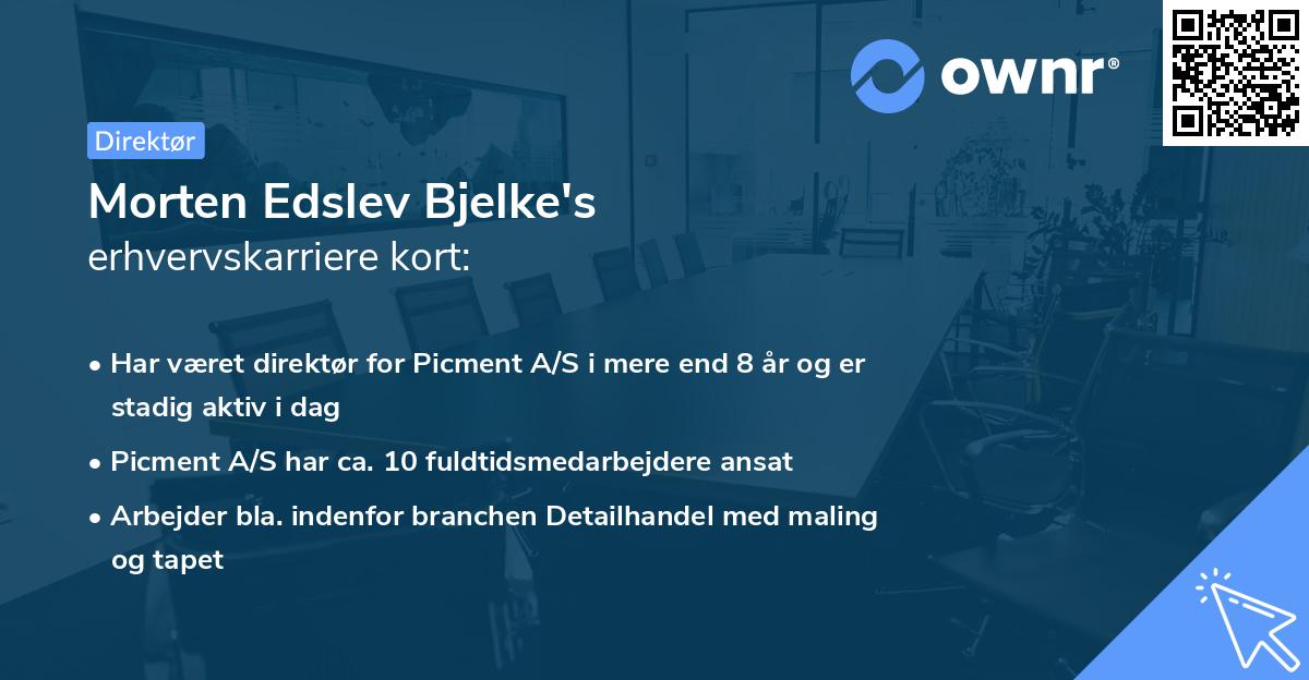 Morten Edslev Bjelke's erhvervskarriere kort