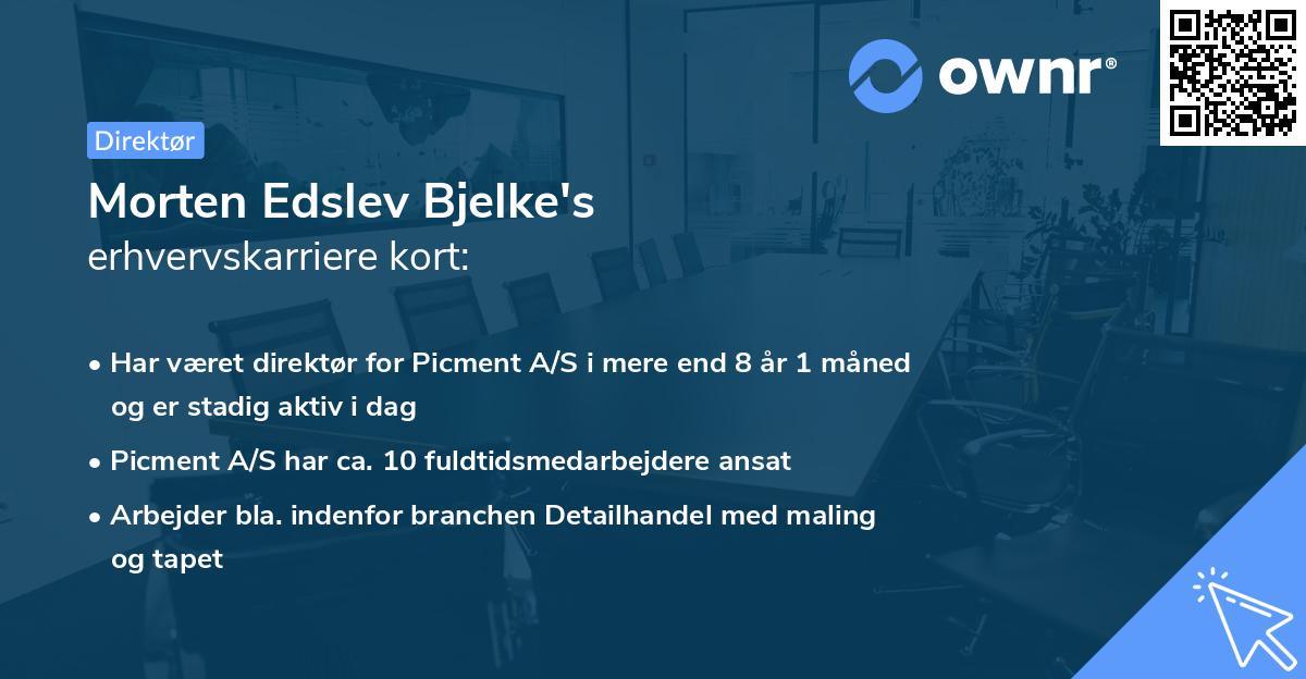 Morten Edslev Bjelke's erhvervskarriere kort