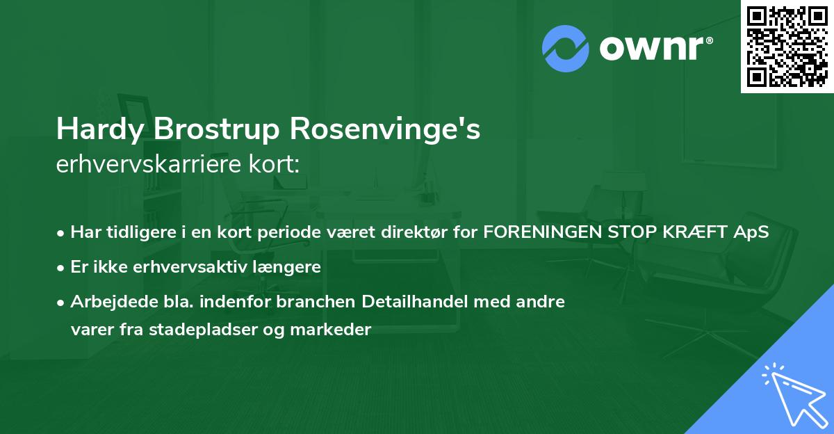 Hardy Brostrup Rosenvinge's erhvervskarriere kort