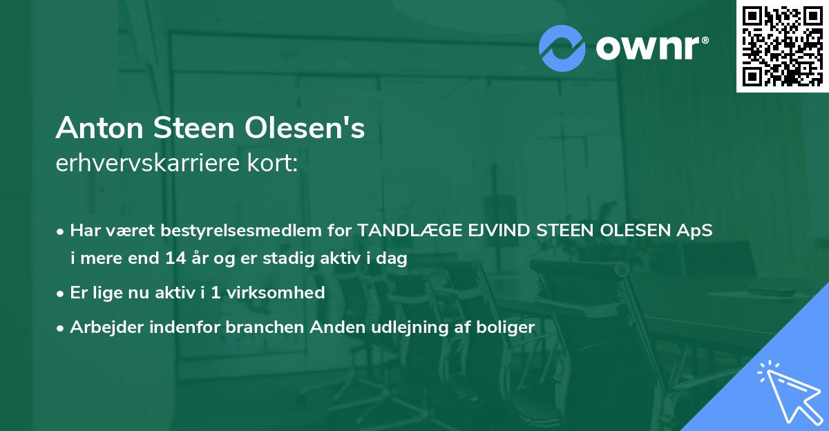 Anton Steen Olesen's erhvervskarriere kort