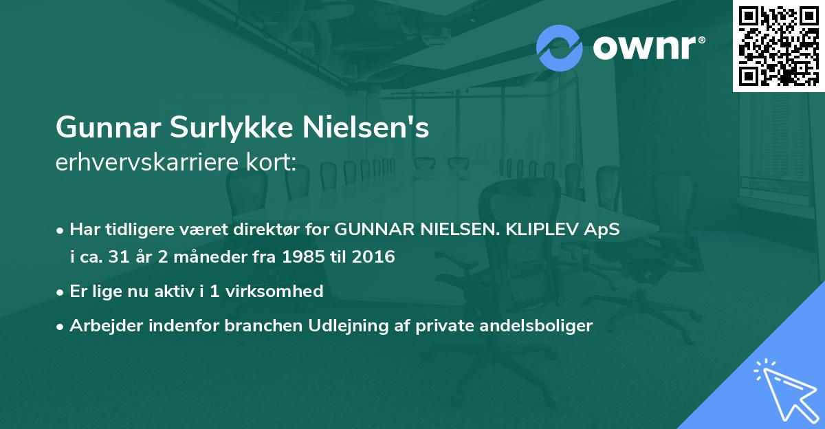 Gunnar Surlykke Nielsen's erhvervskarriere kort