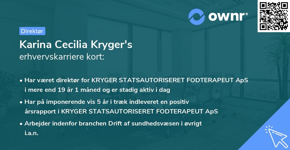 Karina Cecilia Kryger's erhvervskarriere kort