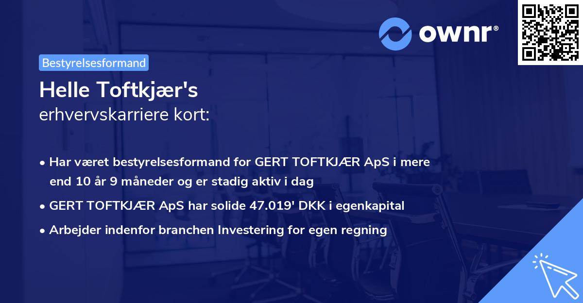 Helle Toftkjær's erhvervskarriere kort