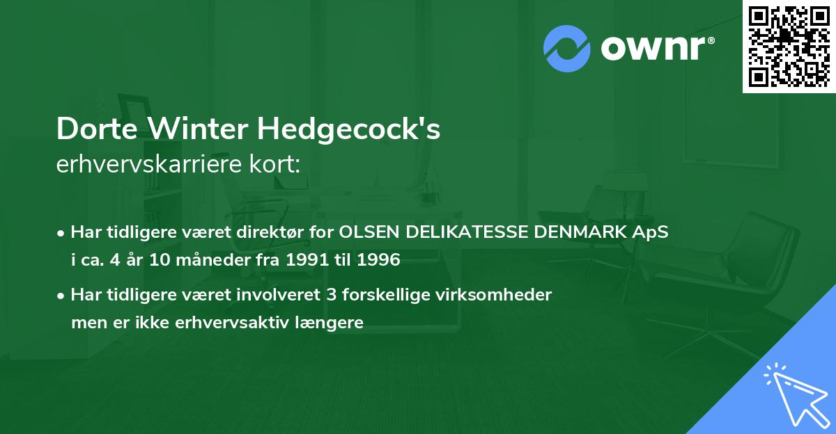 Dorte Winter Hedgecock's erhvervskarriere kort