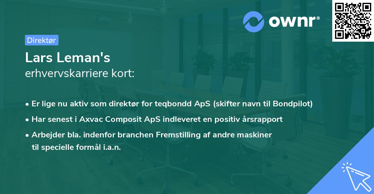 Lars Leman's erhvervskarriere kort