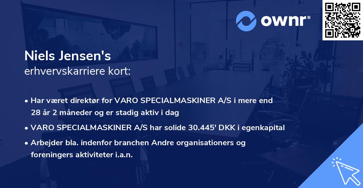 Niels Jensen's erhvervskarriere kort