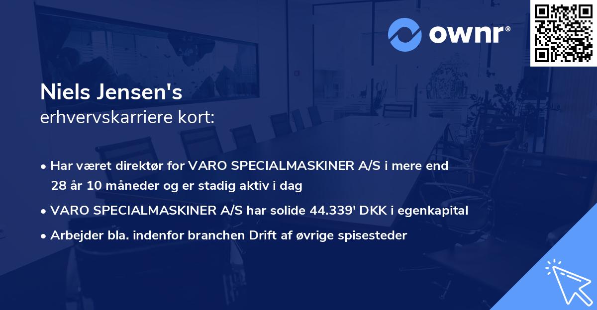 Niels Jensen's erhvervskarriere kort