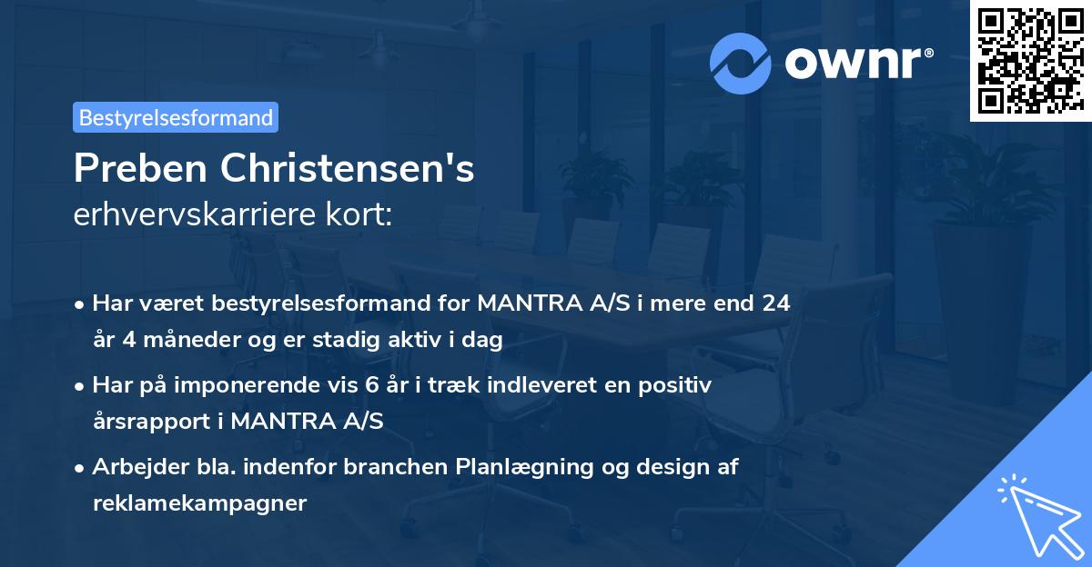 Preben Christensen's erhvervskarriere kort