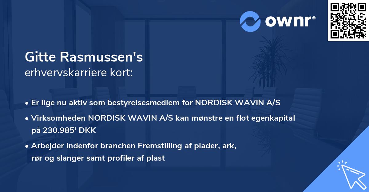 Gitte Rasmussen's erhvervskarriere kort