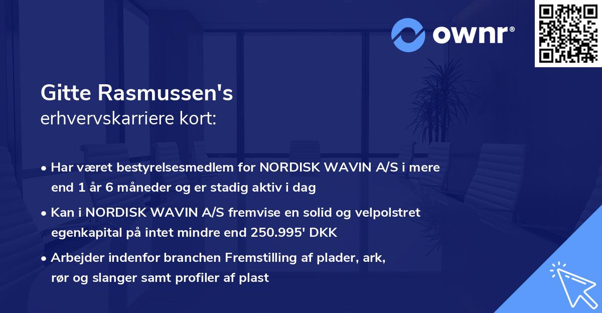 Gitte Rasmussen's erhvervskarriere kort
