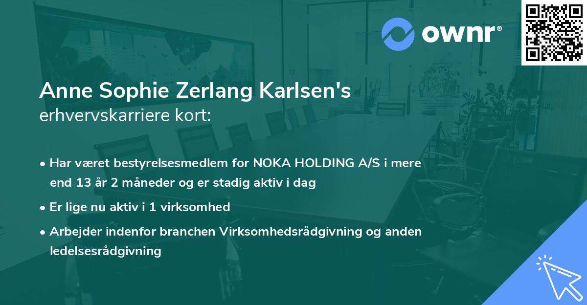 Anne Sophie Zerlang Karlsen's erhvervskarriere kort