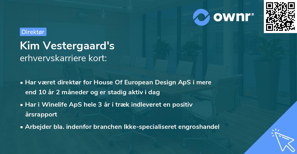 Kim Vestergaard's erhvervskarriere kort