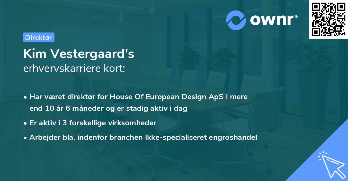 Kim Vestergaard's erhvervskarriere kort