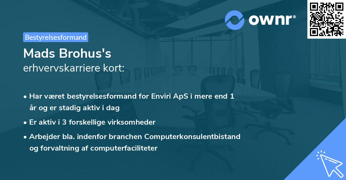 Mads Brohus's erhvervskarriere kort