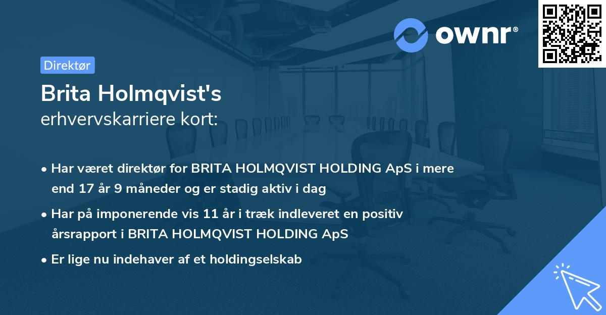 Brita Holmqvist's erhvervskarriere kort