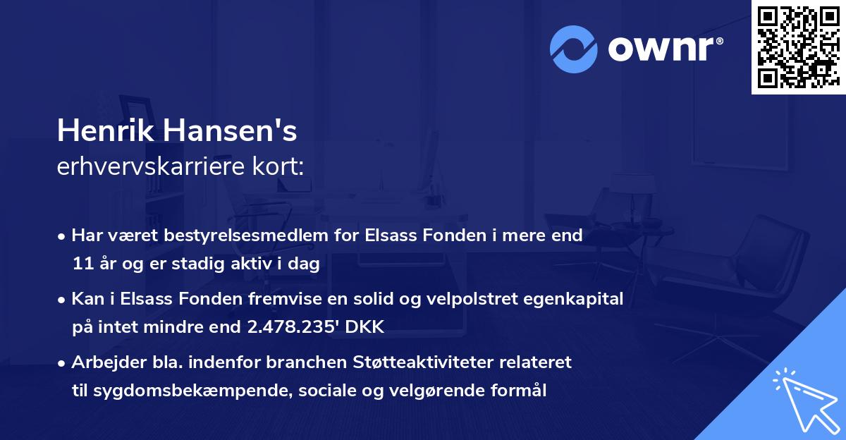 Henrik Hansen's erhvervskarriere kort