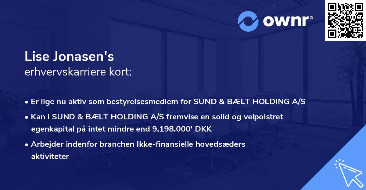 Lise Jonasen's erhvervskarriere kort