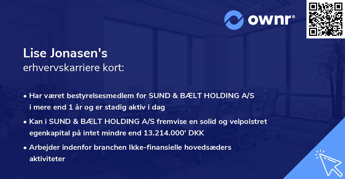 Lise Jonasen's erhvervskarriere kort