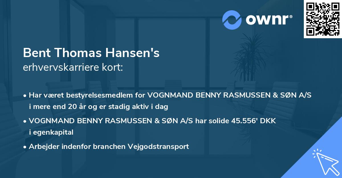 Bent Thomas Hansen's erhvervskarriere kort