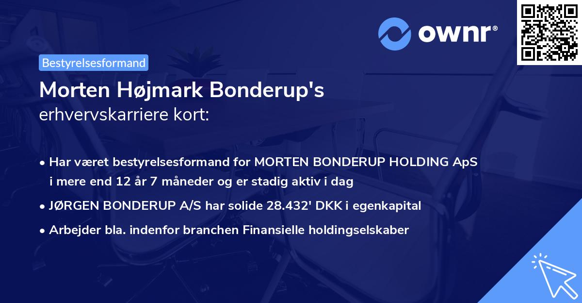 Morten Højmark Bonderup's erhvervskarriere kort