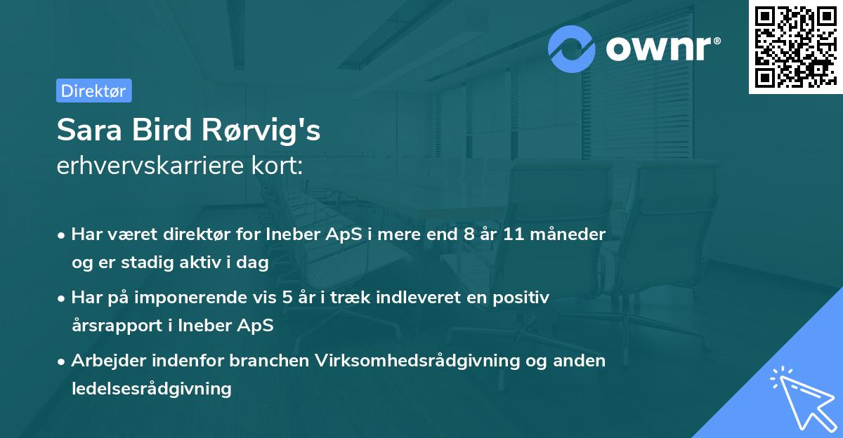 Sara Bird Rørvig's erhvervskarriere kort
