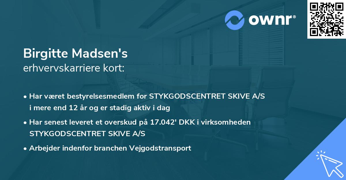 Birgitte Madsen's erhvervskarriere kort