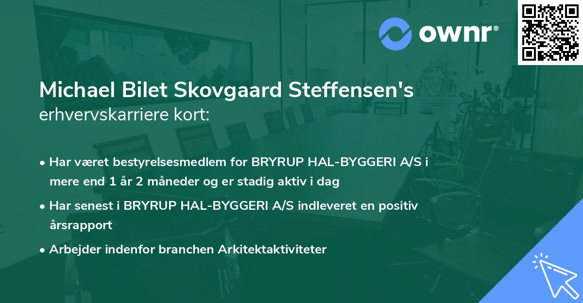 Michael Bilet Skovgaard Steffensen's erhvervskarriere kort