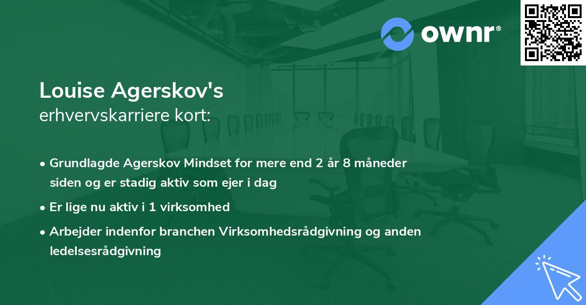 Louise Agerskov's erhvervskarriere kort