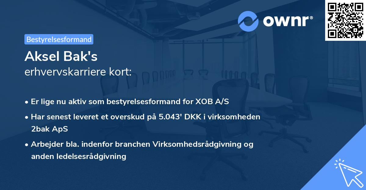 Aksel Bak's erhvervskarriere kort