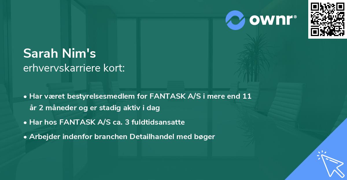 Sarah Nim's erhvervskarriere kort