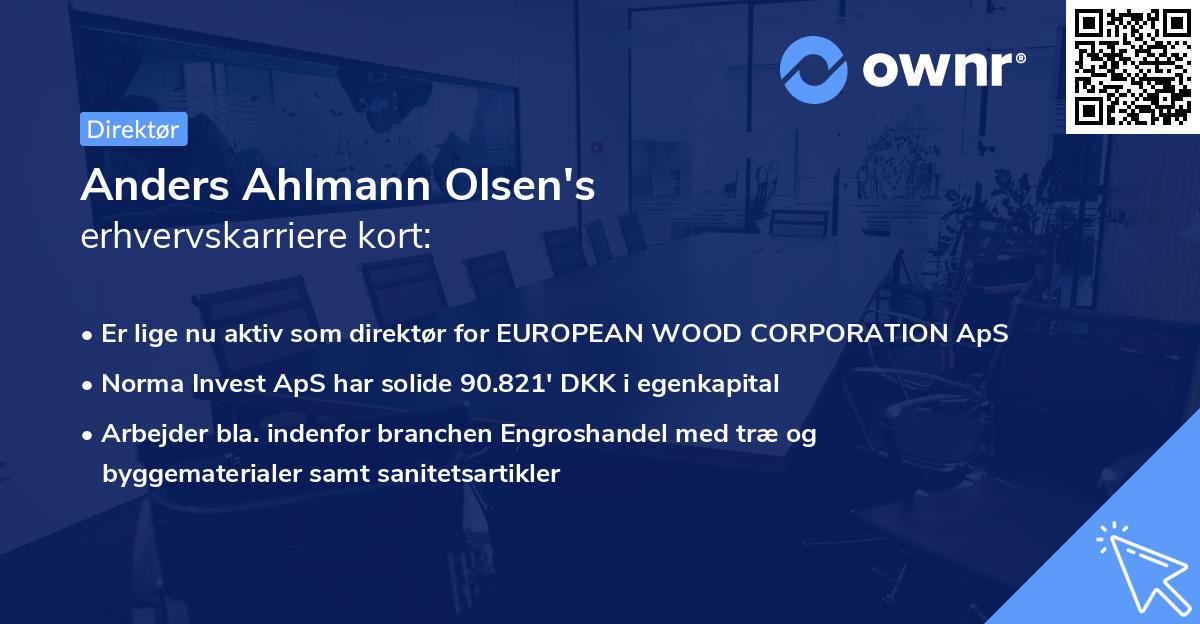 Anders Ahlmann Olsen's erhvervskarriere kort