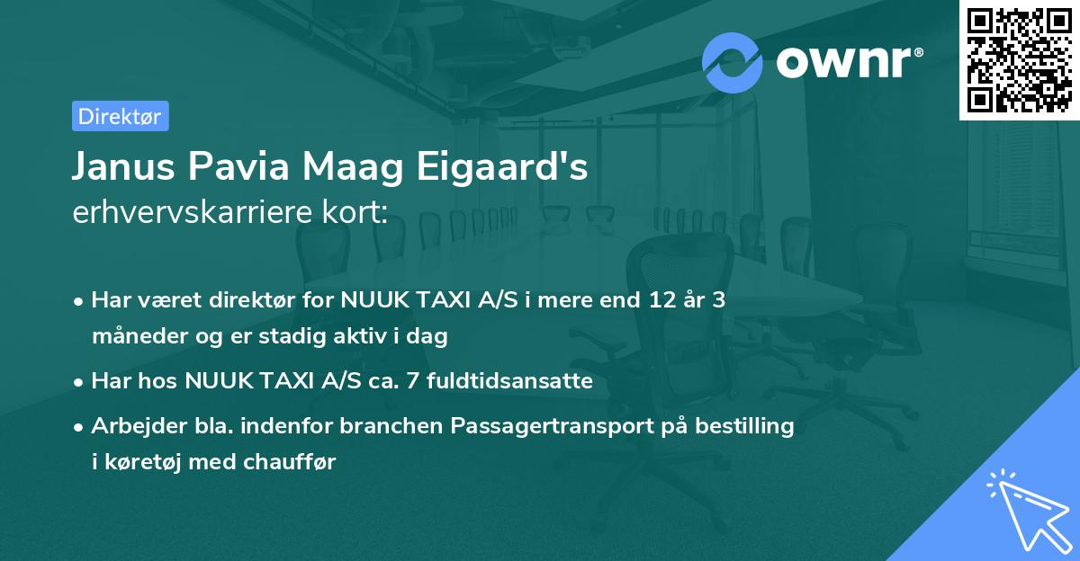 Janus Pavia Maag Eigaard's erhvervskarriere kort