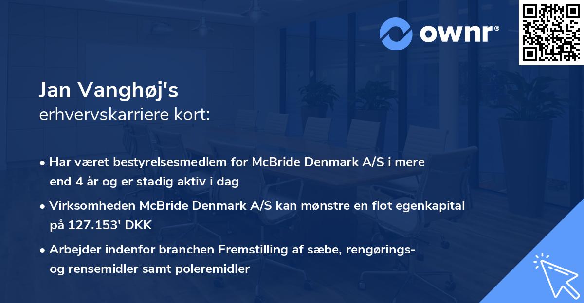 Jan Vanghøj's erhvervskarriere kort