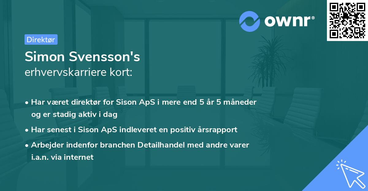 Simon Svensson's erhvervskarriere kort