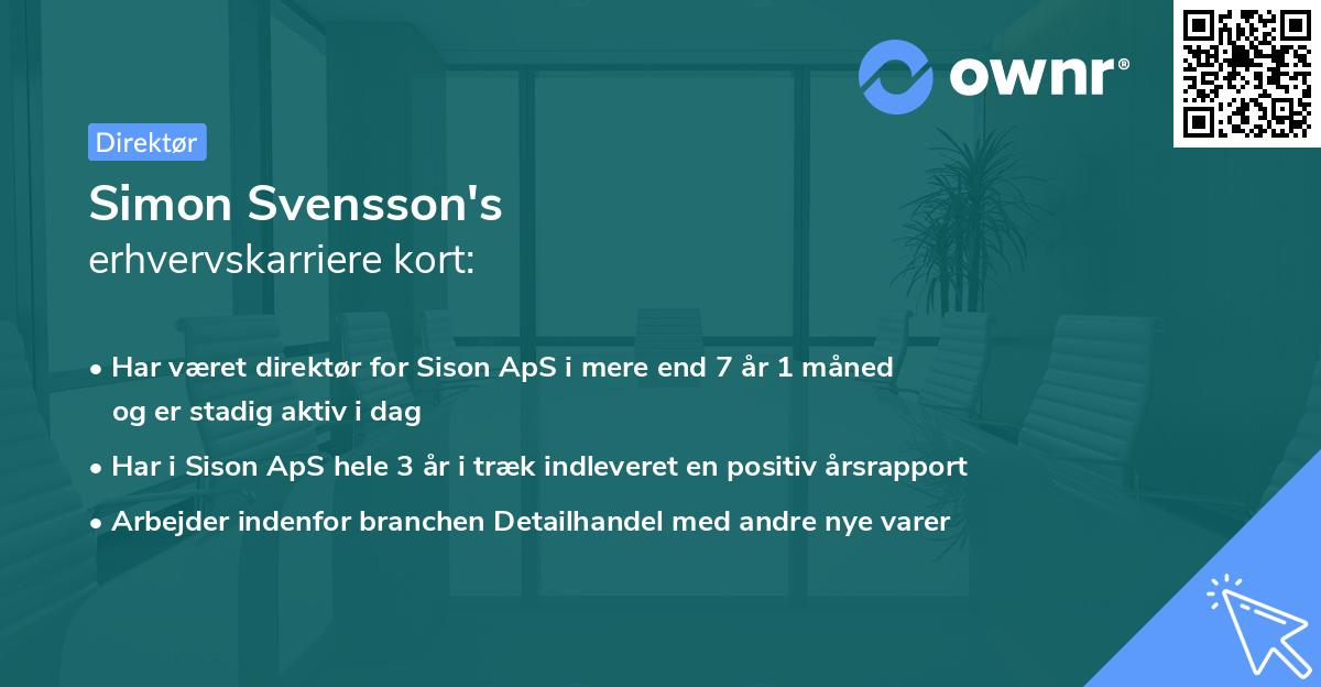 Simon Svensson's erhvervskarriere kort