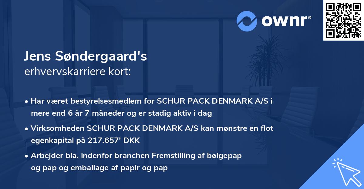 Jens Søndergaard's erhvervskarriere kort