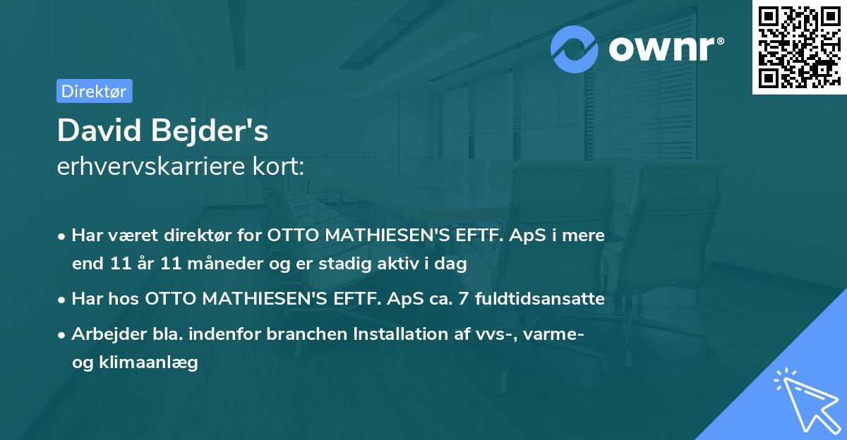 David Bejder's erhvervskarriere kort