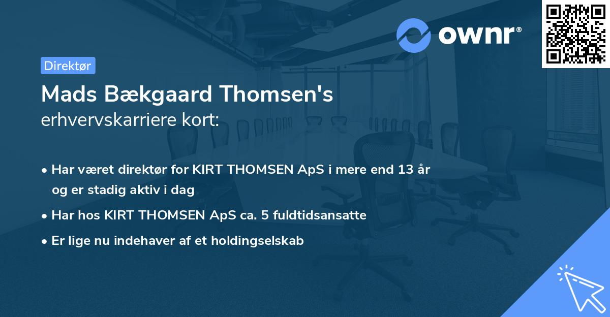 Mads Bækgaard Thomsen's erhvervskarriere kort