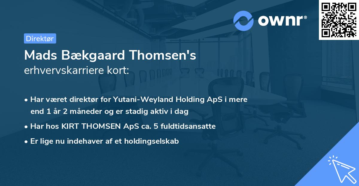 Mads Bækgaard Thomsen's erhvervskarriere kort