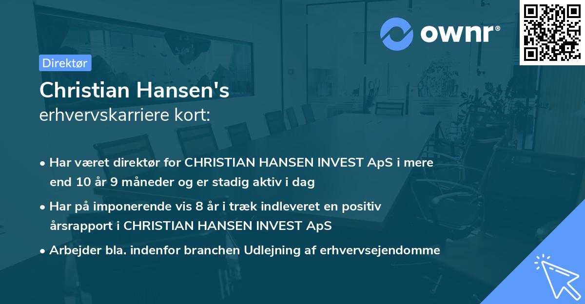 Christian Hansen's erhvervskarriere kort